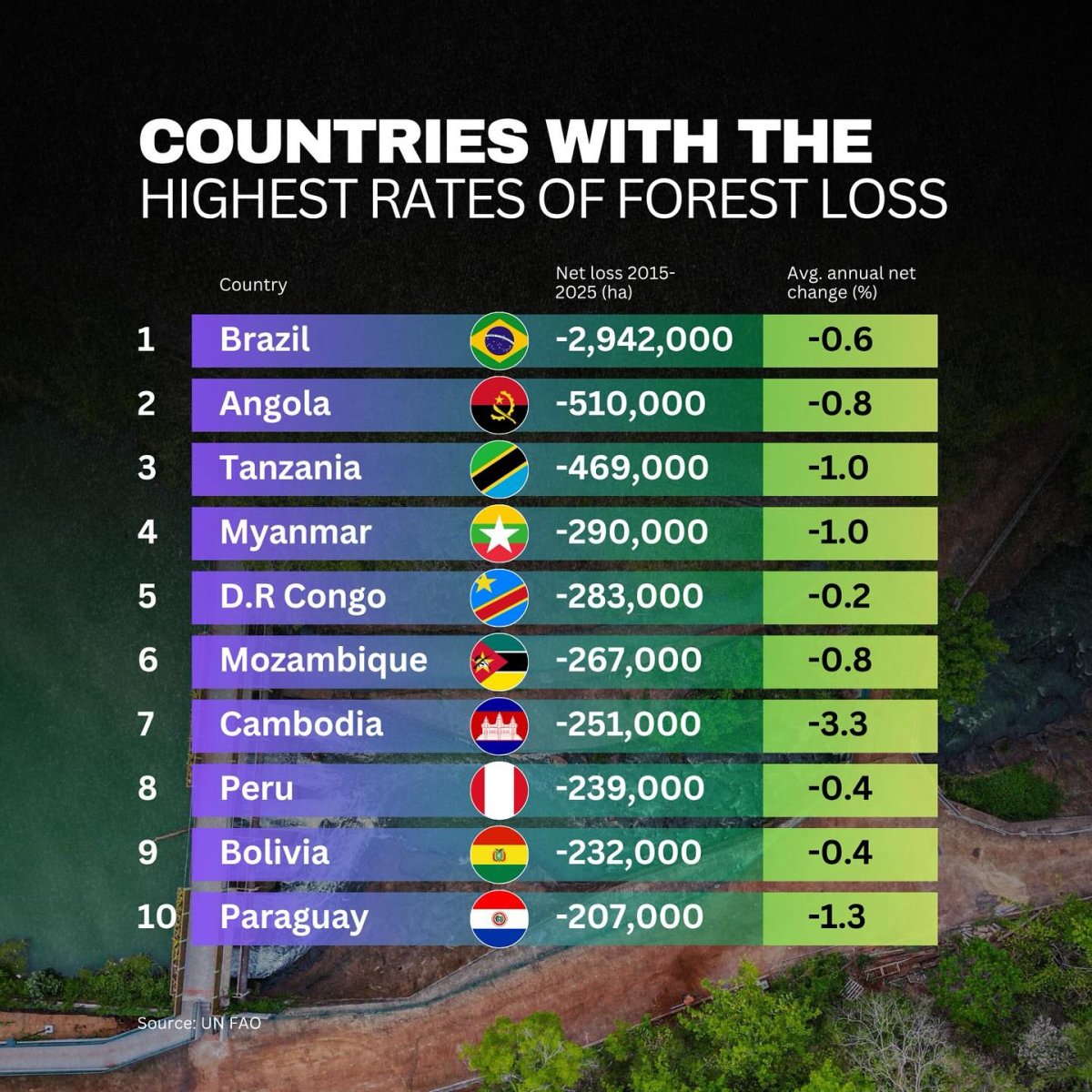 Countries with the Highest Rates of Forest Loss