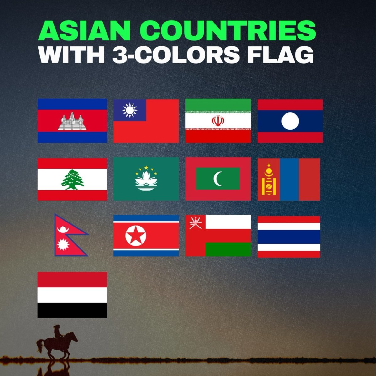 Asian Countries with Three-Color Flags
